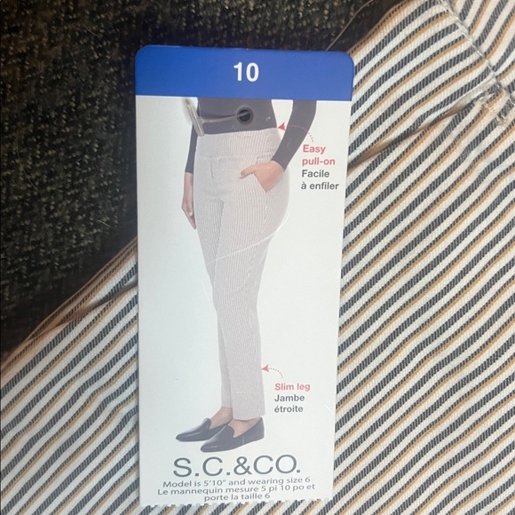 NWT S.C.&CO Striped Slim Leg Stretch Pants Medium sz 10 - Picture 3 of 12